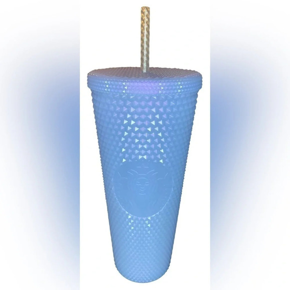 STARBUCKS Venti 24oz Tumbler Cup Iridescent Icy White Lilac Studded Durian NWT - Picture 8 of 8
